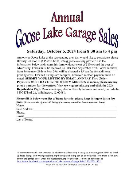 Goose Lake Annual Garage Sales